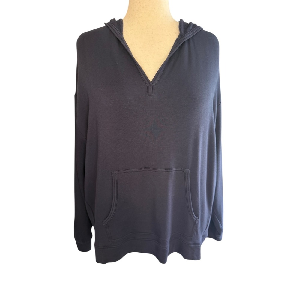 Lou & Grey Signature Soft V-Neck Hoodie Navy‎ Blue  Black XXL Pullover 566877